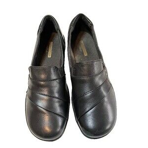 Collection by Clarks Women's Comfort Black Work Loafer/Clogs 1.5" Heel Sz 5